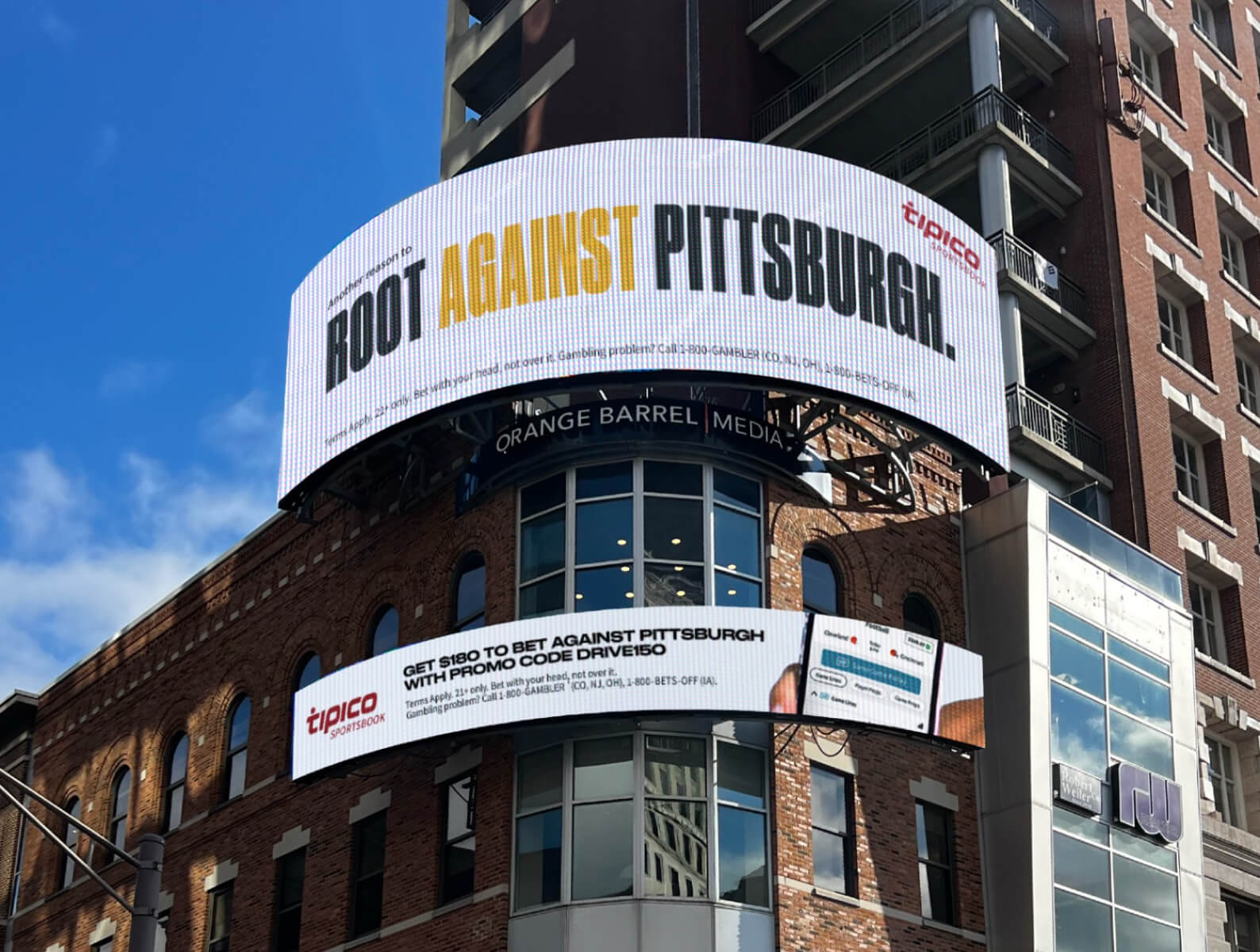 Root Against Pittsburgh digital street corner ad